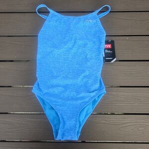TYR Durafast Women's Lapped Carolina Blue Diamondfit 1 Piece Swimsuit SZ 28 New
